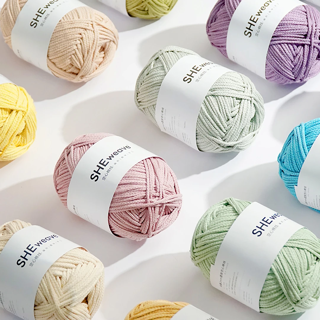 闲惠居家2mm空心棉纯棉圆股纱线diy钩针棉线钩织线手工编织毛线