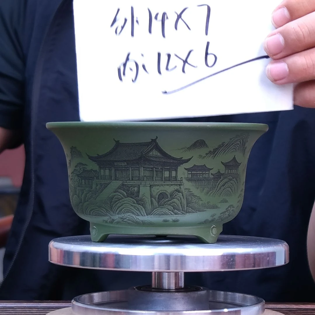 紫砂花盆同喜同喜