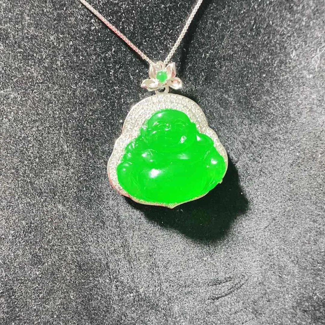 翡翠颈饰银S925镶嵌吊坠