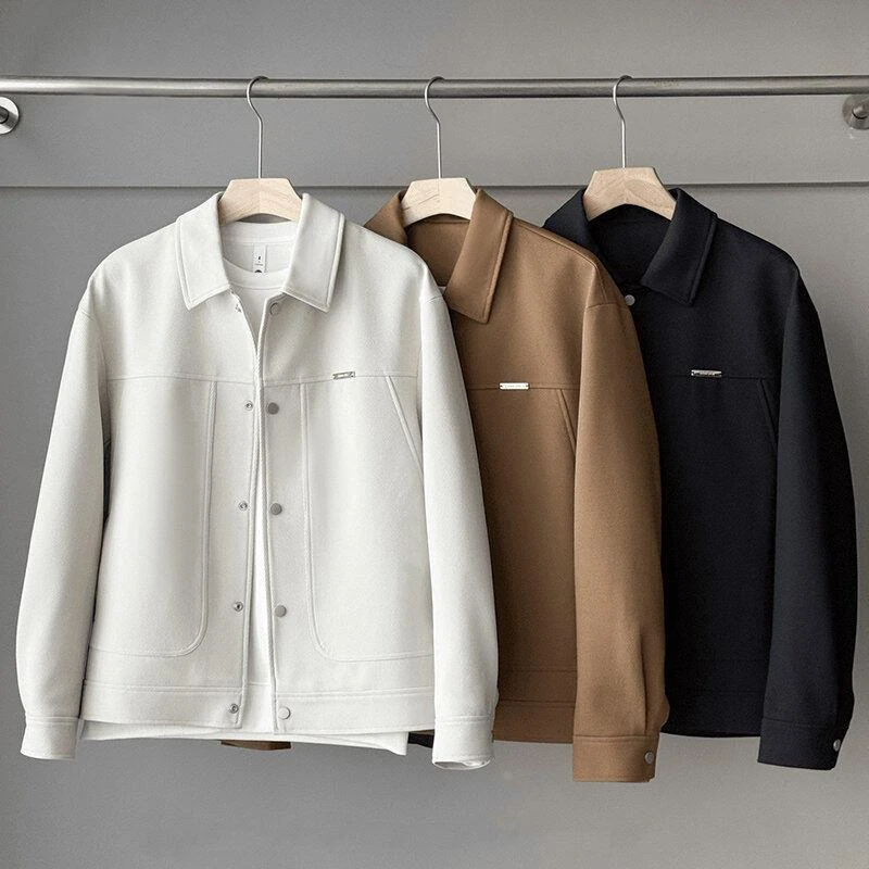 男装男尚男装2025新款轻奢极简纯色简约百搭翻领夹克外套107