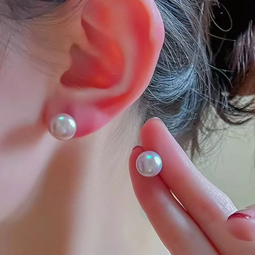 【馒头珠】天然淡水珍珠时尚素款耳钉扁圆珠精致百搭时尚简约气质