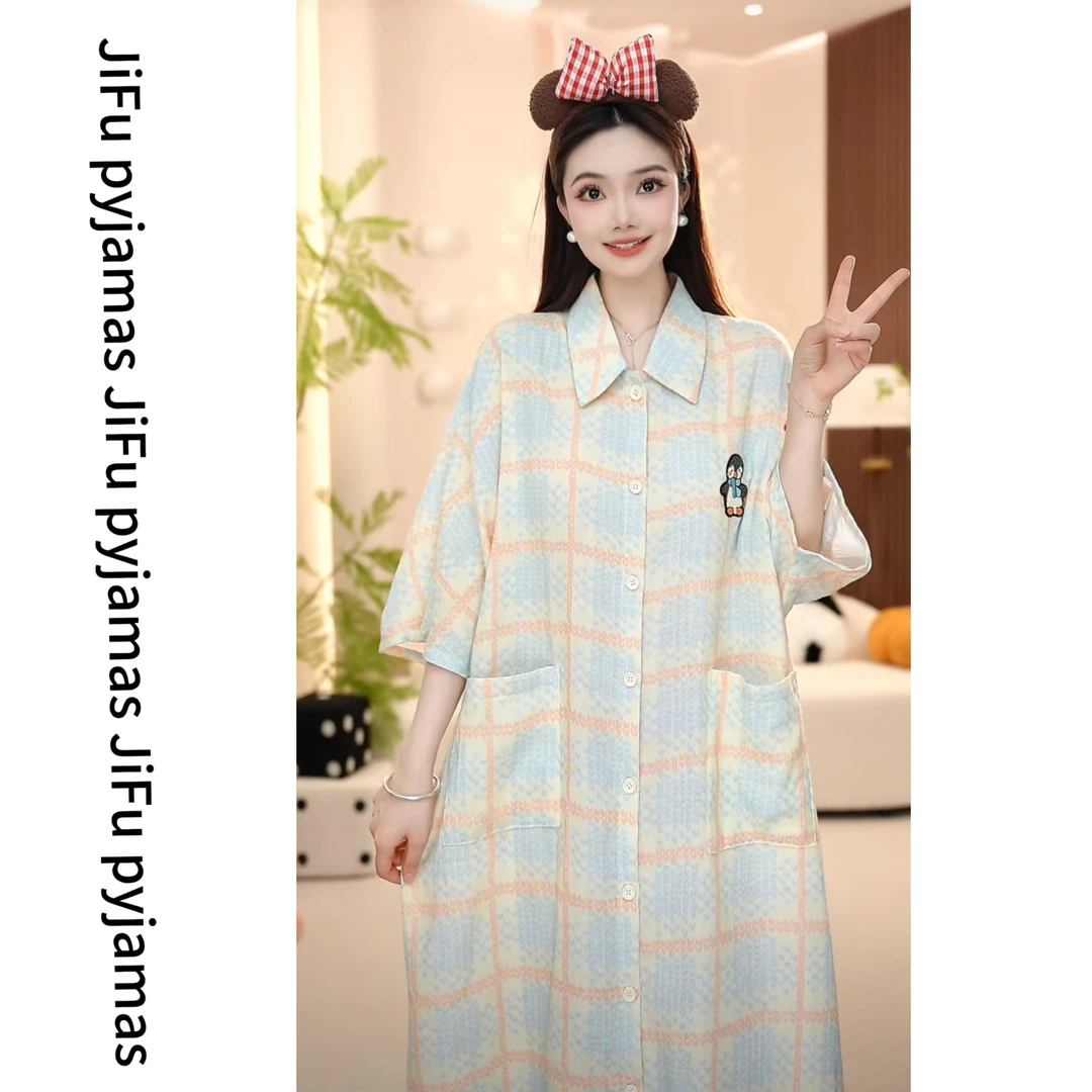 【企鹅岛】纯棉时尚高定轻奢春季新款睡裙款家居服睡衣女套装