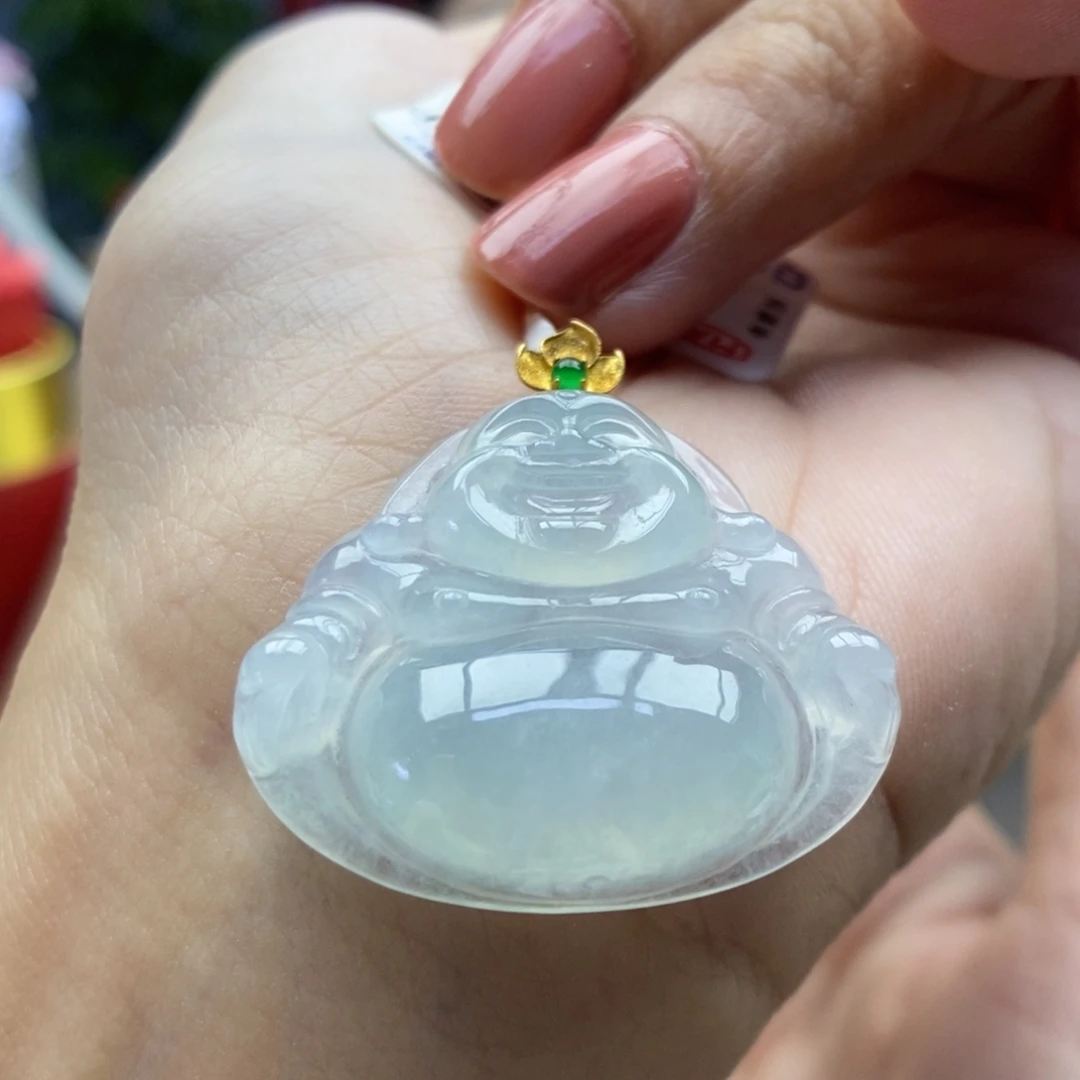 翡翠18K金镶嵌颈饰吊坠32