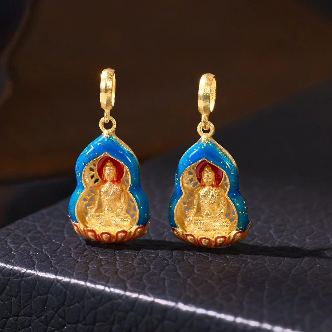 【生日专享】（素金）药师佛吊坠*18K金镶嵌（小）（多样性发一）XB-J6099