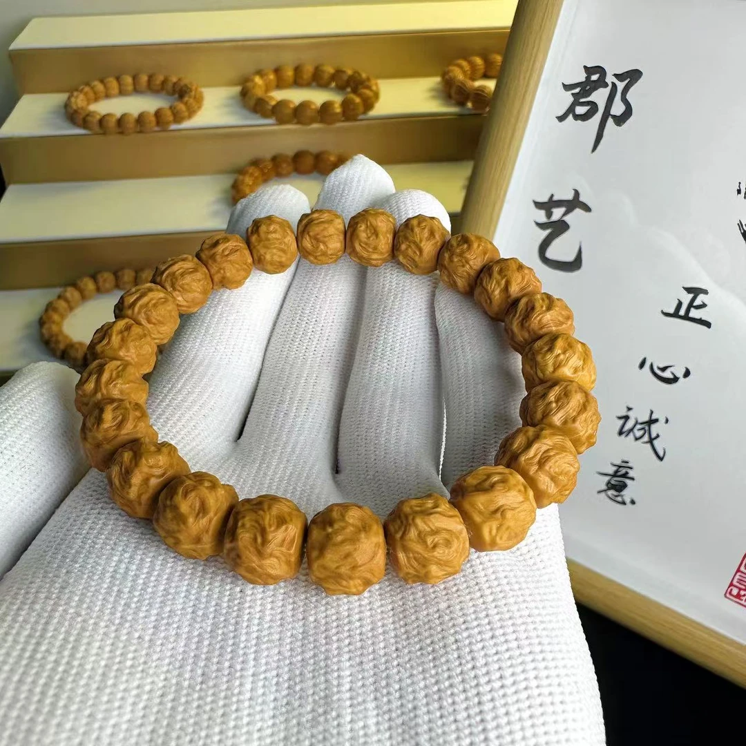 郡艺出品-龙蛇之变猴头精品核桃雕刻手串原皮原色无泡药无科技