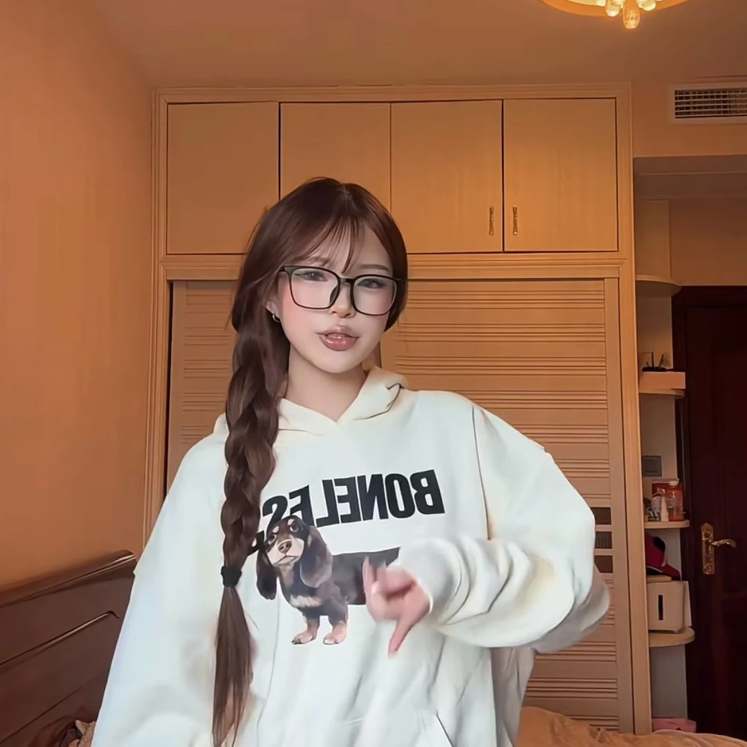 卫衣女款杏色连帽2025年秋季新上衣美式慵懒宽松复古显瘦外套长袖