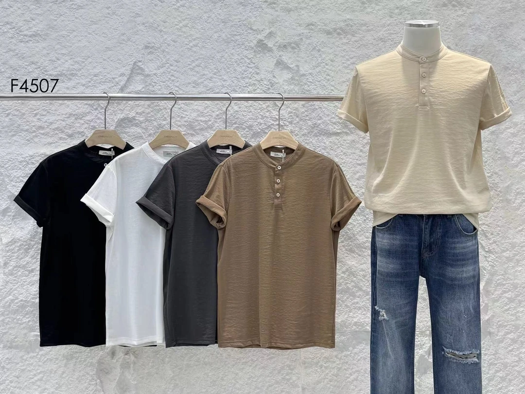 【复古简约亨利衫】气场拉满美式夏季休闲透气短袖T恤 18657(4507)