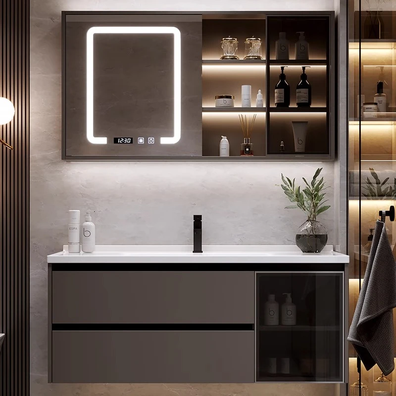 现代简约陶瓷一体盆浴室柜组合洗脸盆洗手台盆柜组合