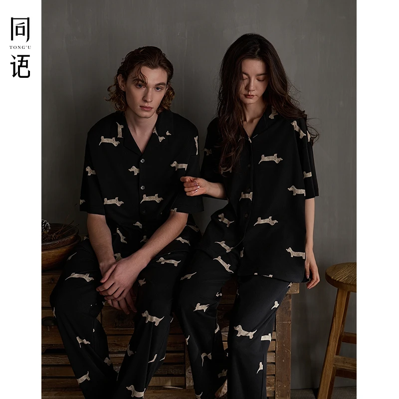 同语25年新款夏季情侣睡衣莫代尔棉男女短袖长裤套装春夏天家居服