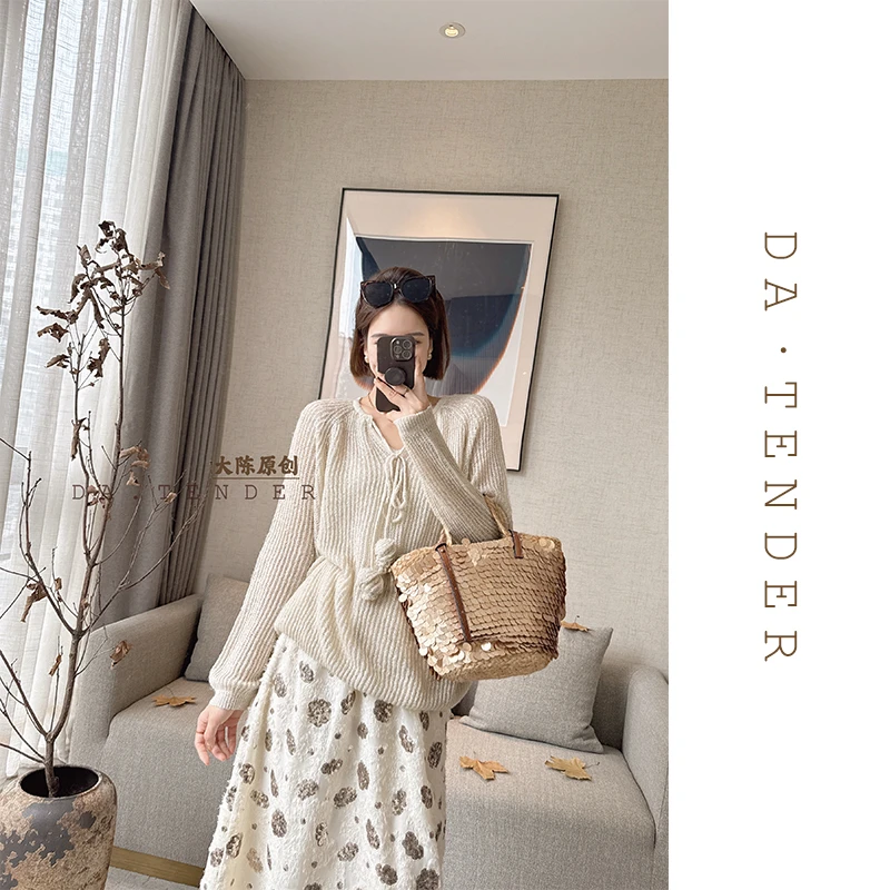 DA【清-秋款】鎏光日落针织上衣-LGP38