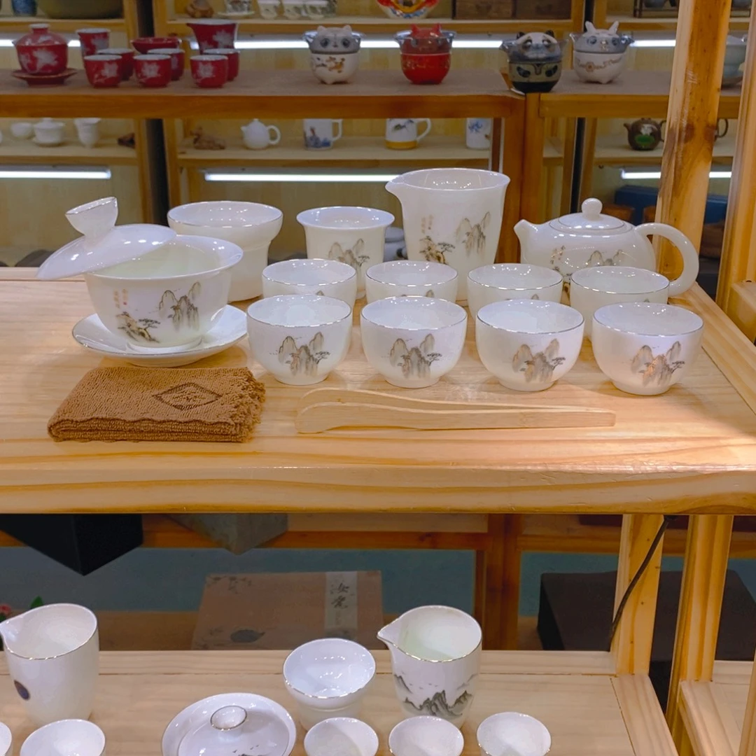 【不止】羊脂玉瓷茶具套装