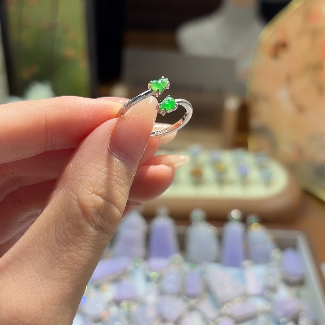 翡翠银S925镶嵌戒指