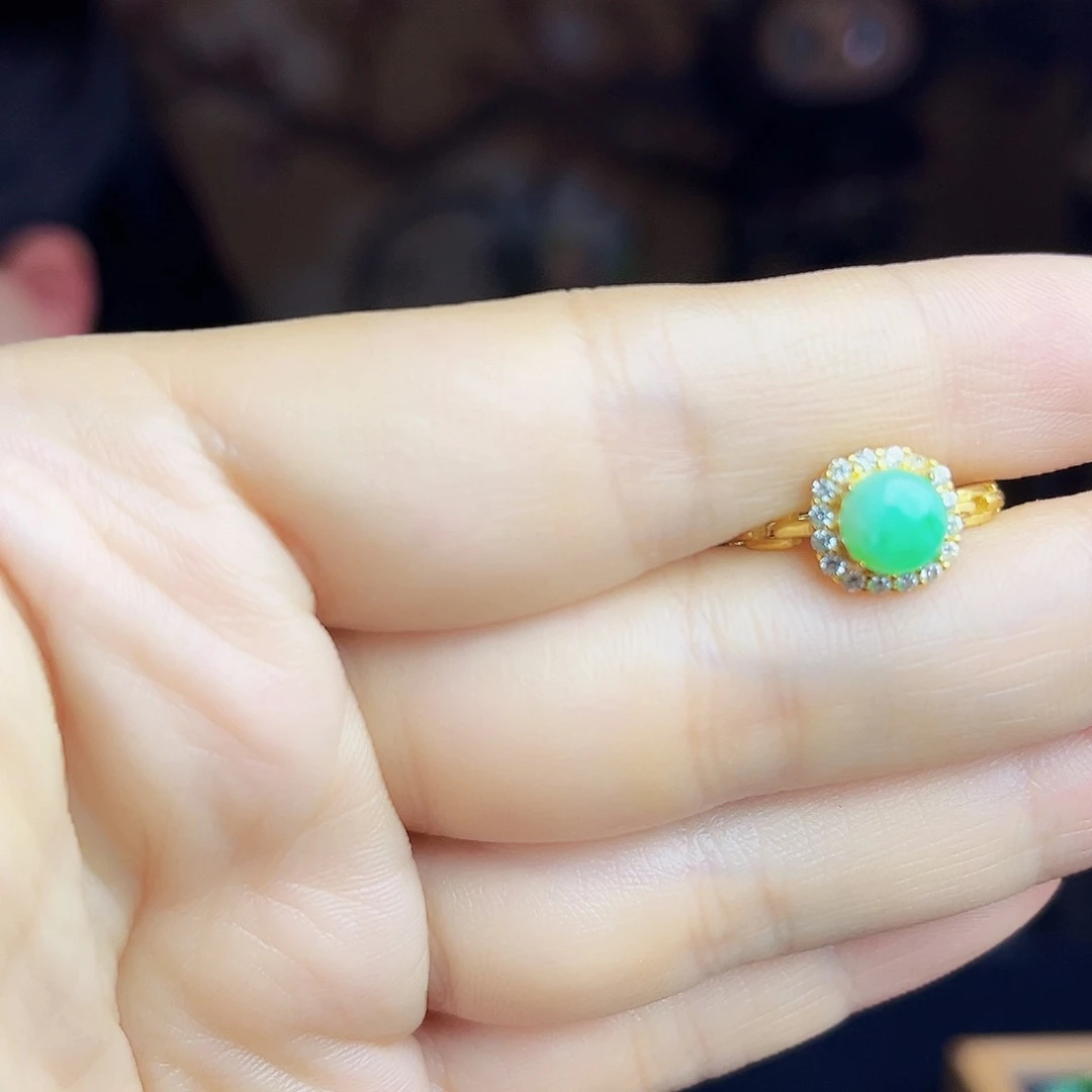 翡翠银S925镶嵌颈饰戒指