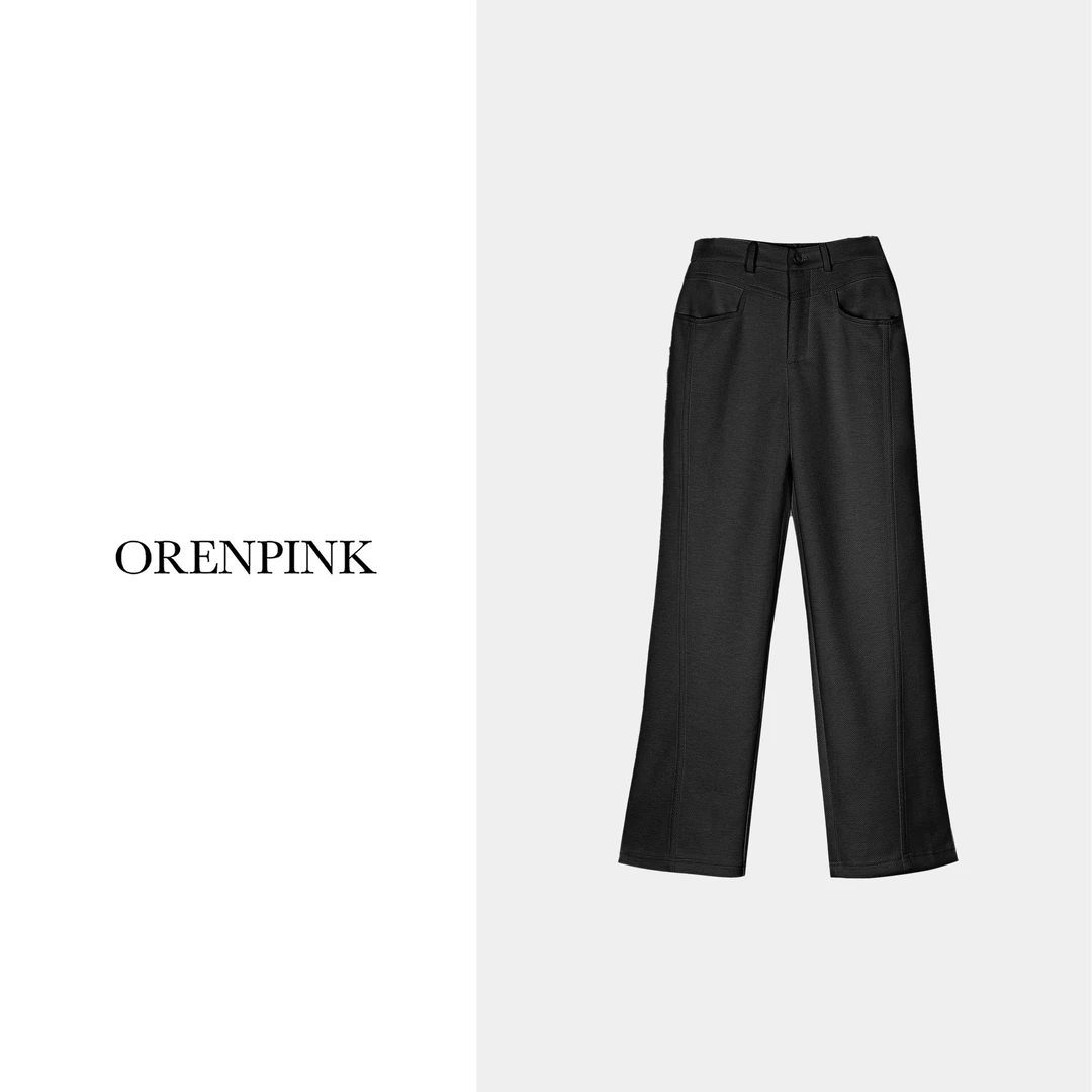 OREN PINK/奥粉24年新款秋冬款时尚休闲百搭设计感口袋女装长裤