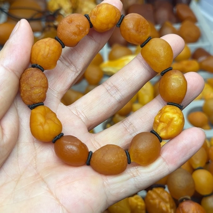 琥珀未镶嵌裸石天然蜜蜡手串