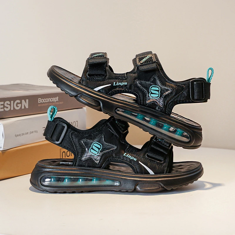 2025夏季凉鞋新款运动鞋男童中大男童韩版儿童软底软面学生沙滩鞋