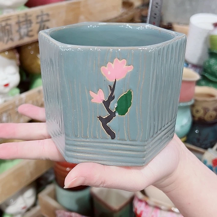 有孔，凑单福利满10元发货陶瓷多肉花盆！