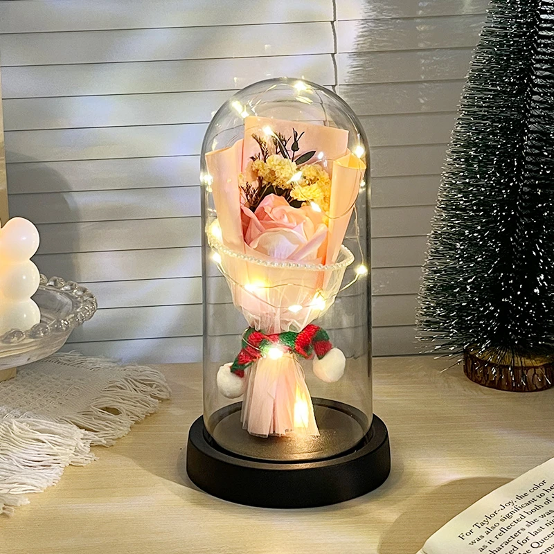 情人节礼物仿真玫瑰永生花礼盒小夜灯送女朋友生日礼物送女生老婆