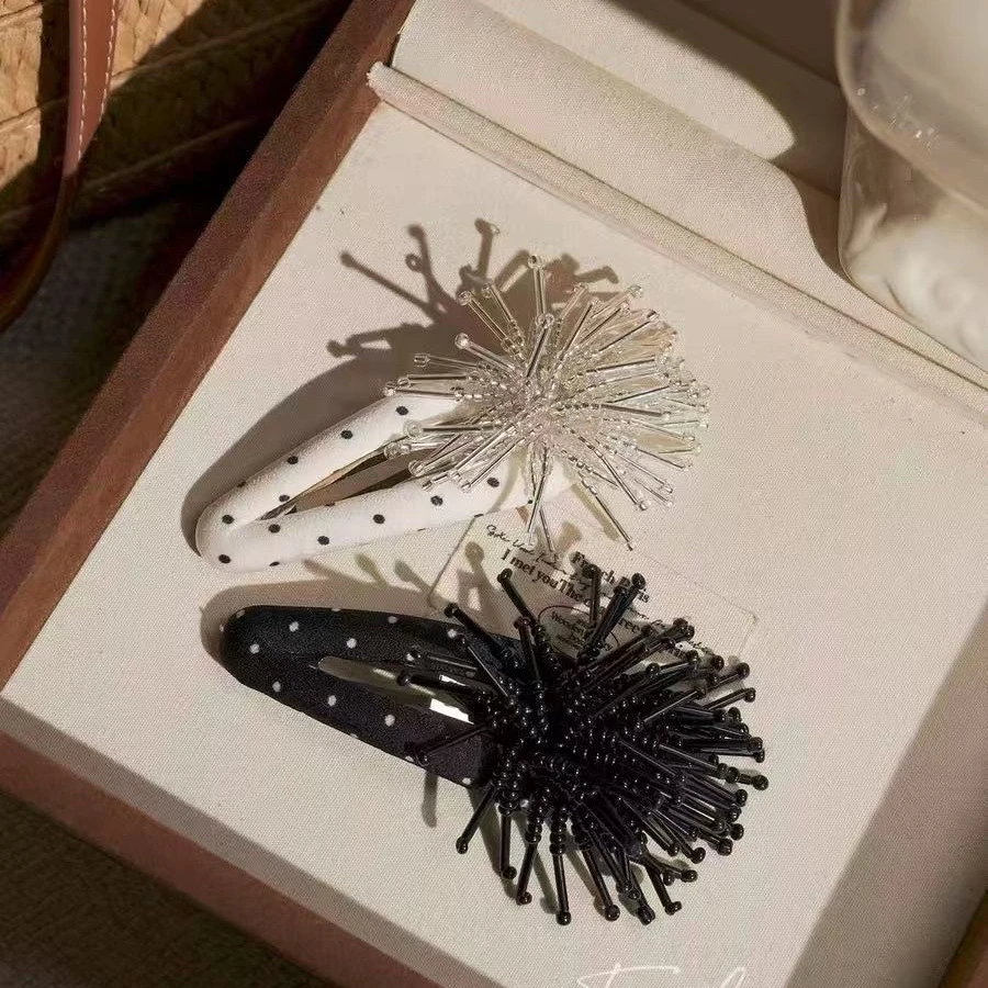 法式复古烟花波点BB夹新款轻奢甜酷风小众设计感刘海夹侧边夹发饰