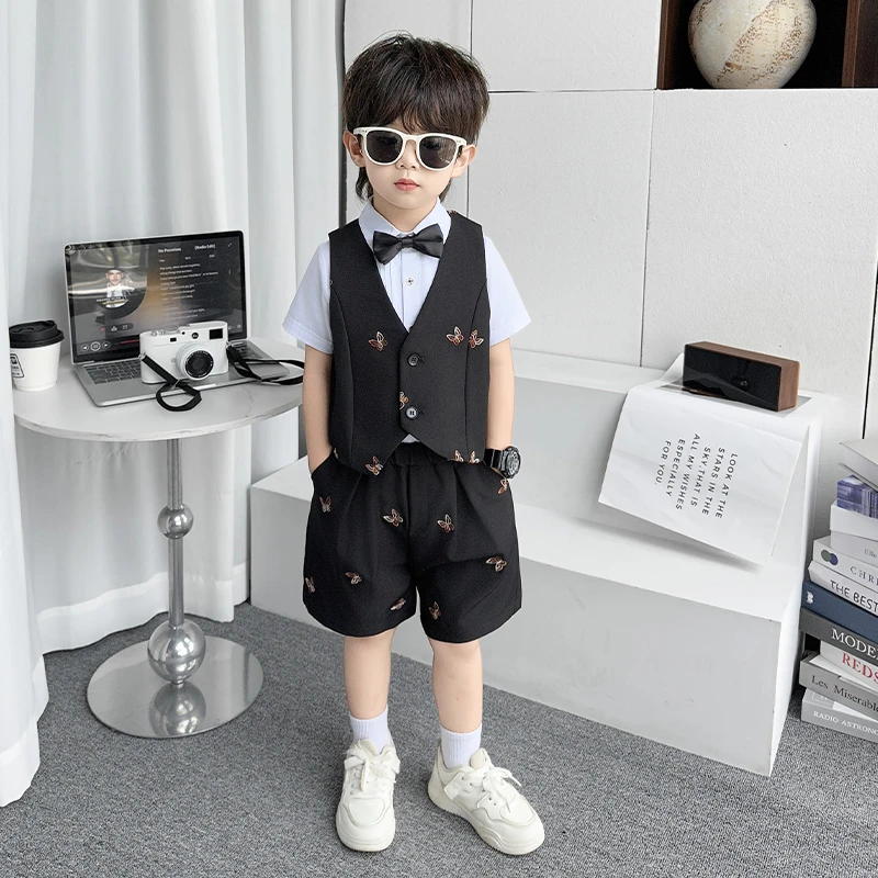 夏款儿童套装男孩主持人儿童韩范痞帅小男童花童儿童西装西装男童