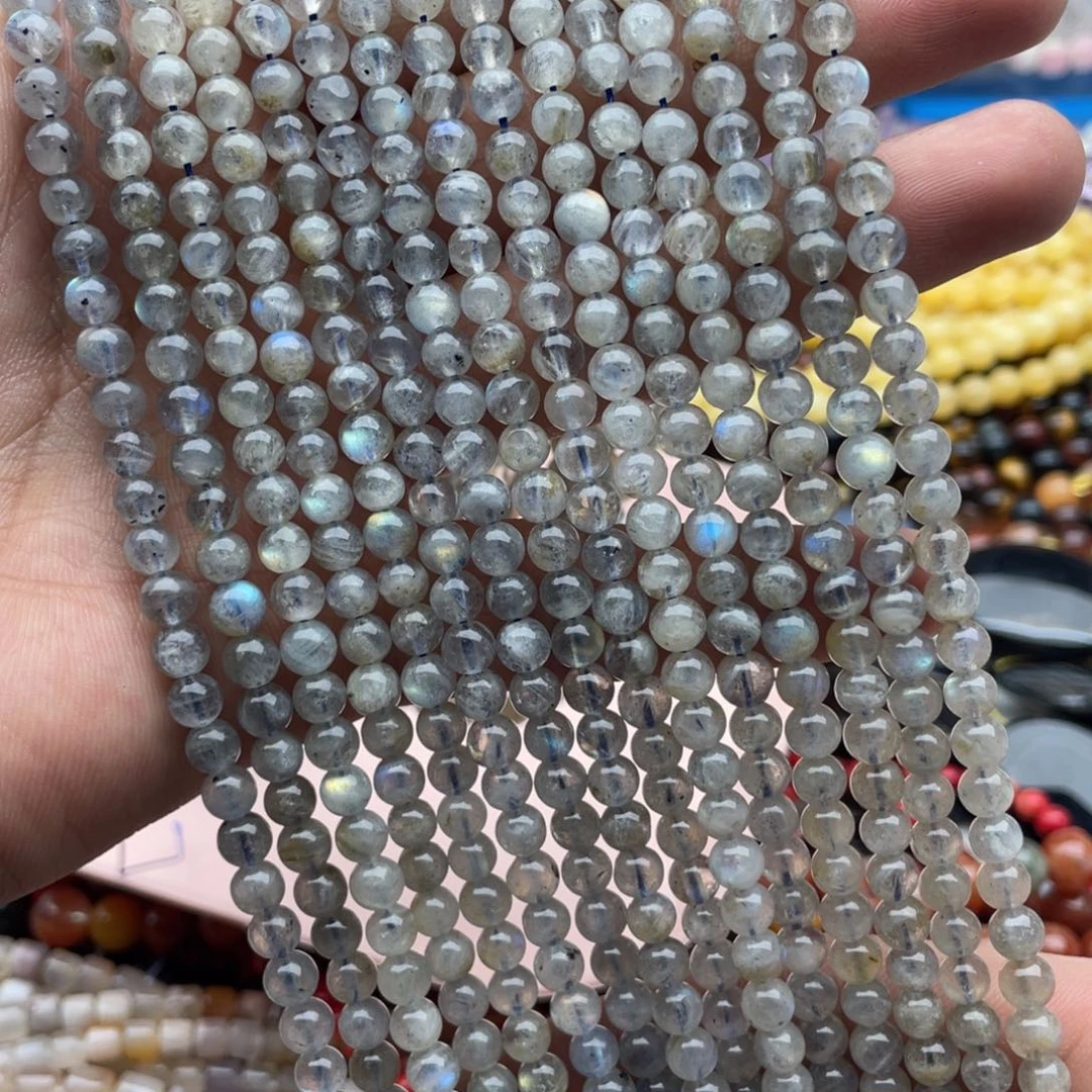 玛瑙/玉髓珠宝半成品未镶嵌一条装卡5+mm灰月光圆珠