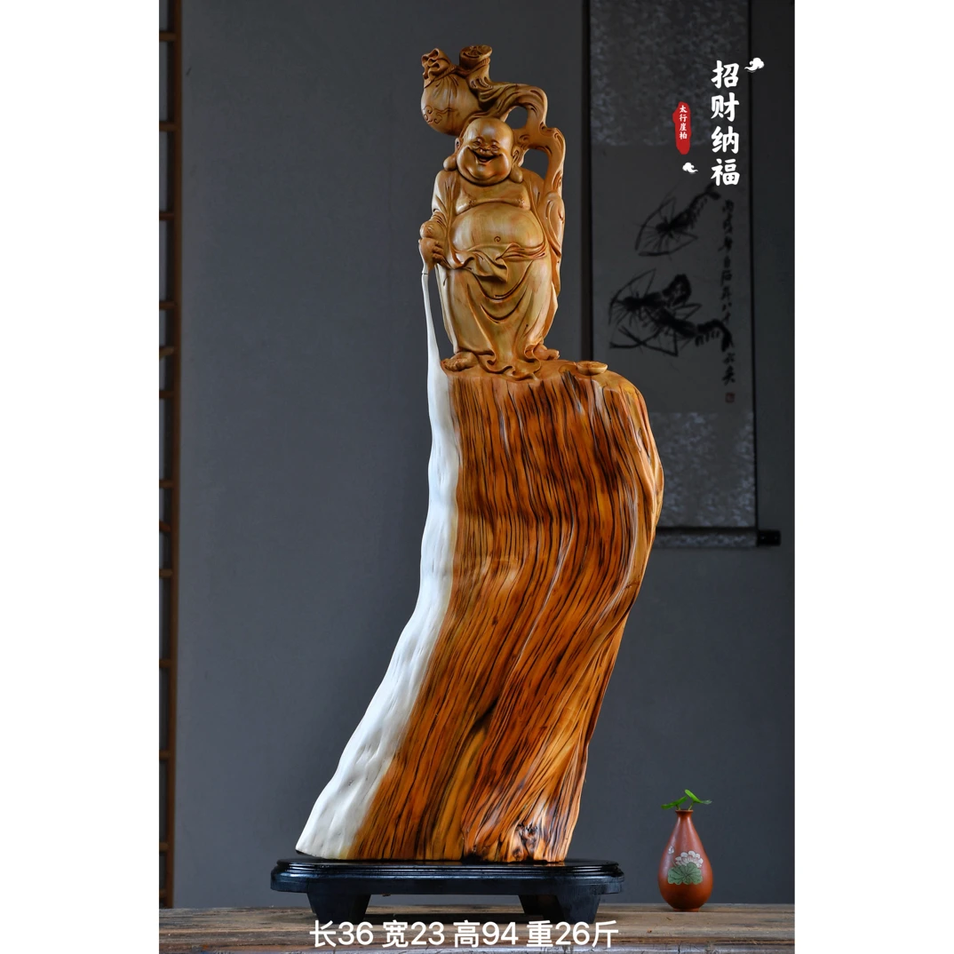 太行崖柏根雕摆件寿星弥勒佛达摩财神观音天然随型木雕雕件工艺品