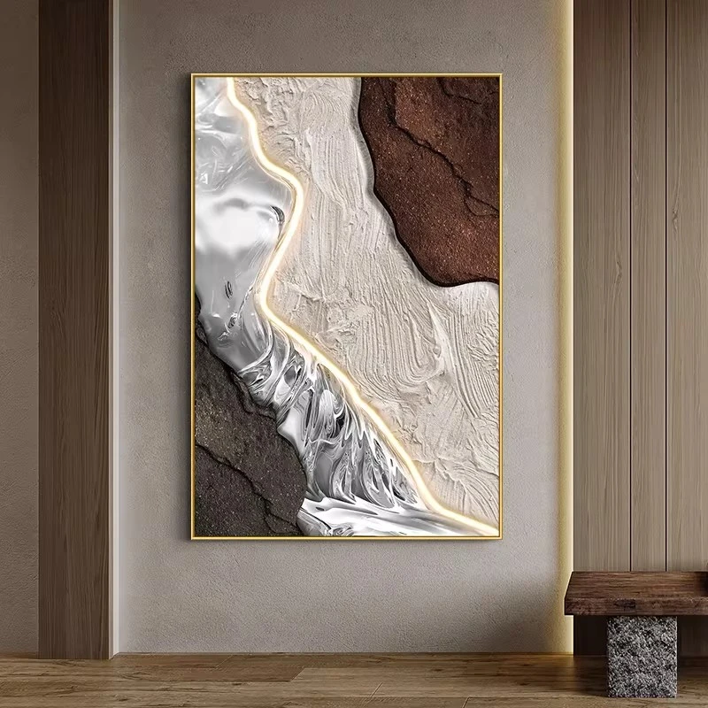 侘寂风异域山川高级感抽象金属线条客厅沙发背景墙装饰画玄关挂画