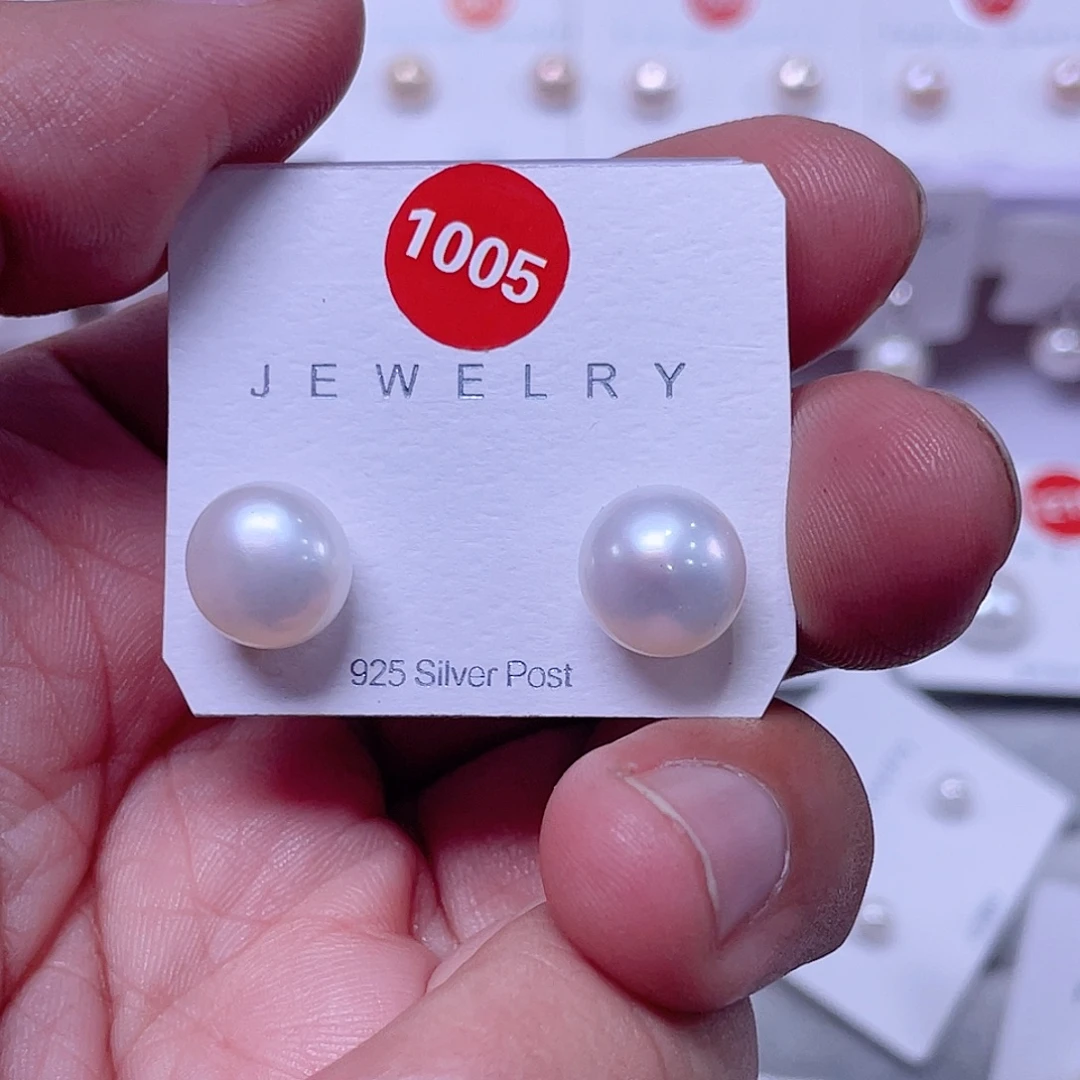银S925镶嵌耳饰淡水珍珠