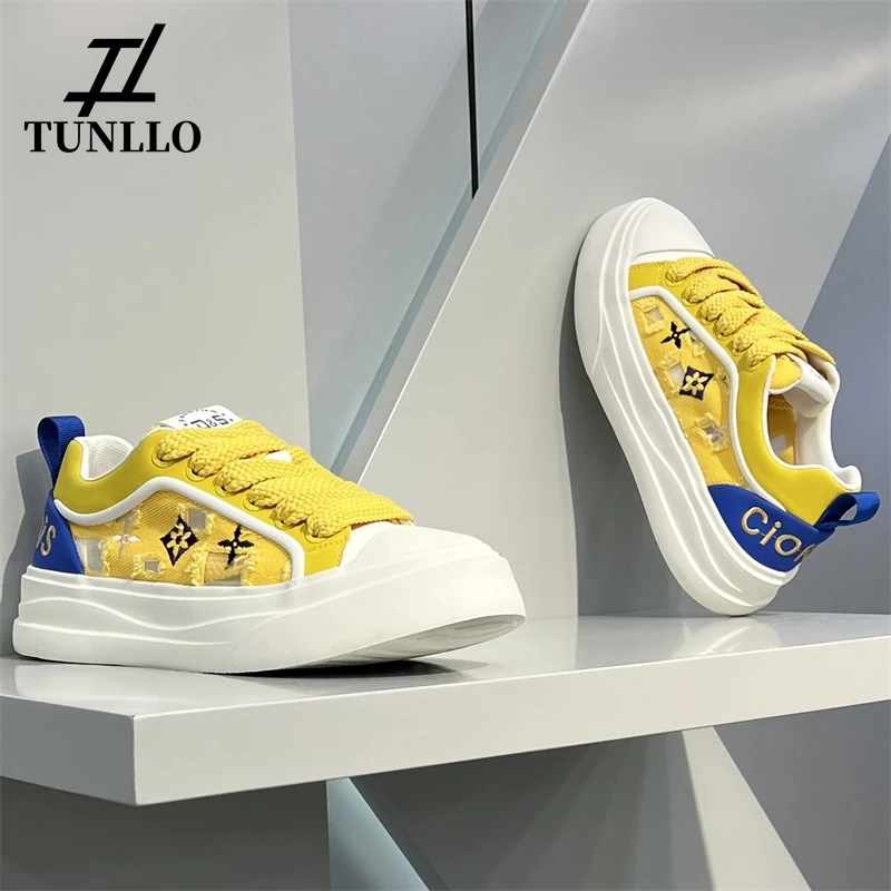 轻奢男鞋拼色刺绣板鞋夏季新款镂空透气轻便软底舒适运动休闲板鞋