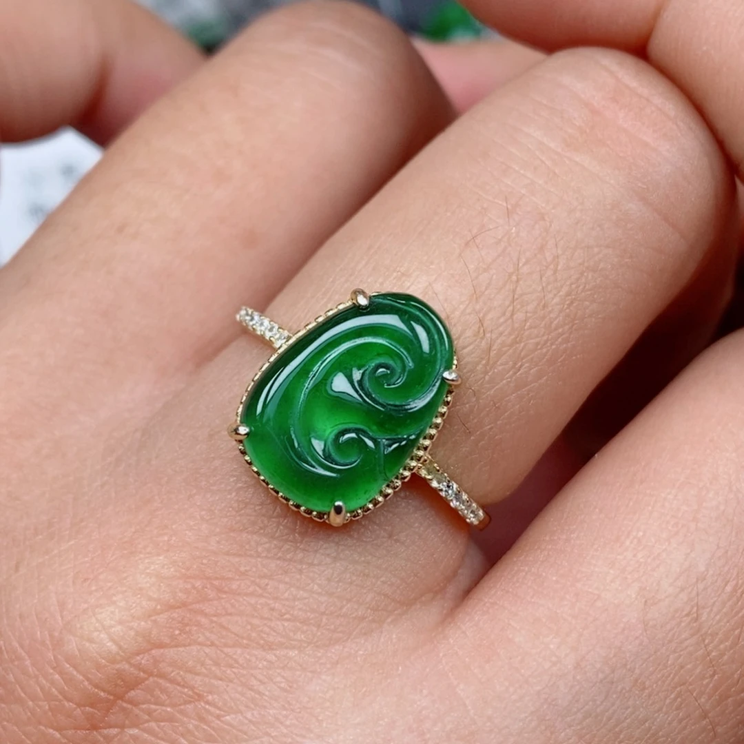 翡翠戒指银S925镶嵌戒指