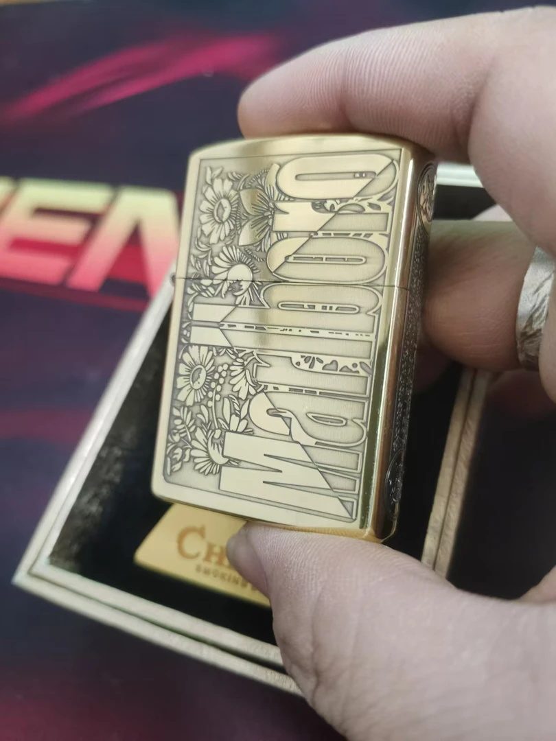 高定黄铜双面3d深雕刻  Marlboro万宝路  防风打火机