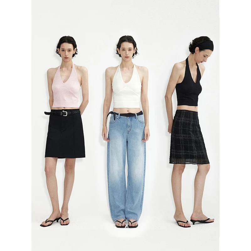 30.R 90s cleanfit/意大利进口亚麻显瘦挂脖背心吊带