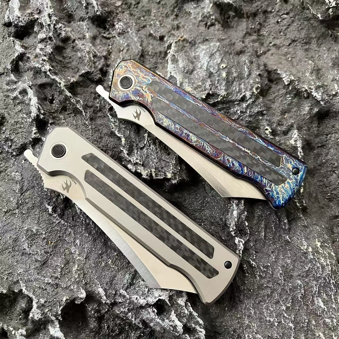 【雀翎】 进口CPM-20CV粉末钢-TC4钛合金柄户外口袋EDC折