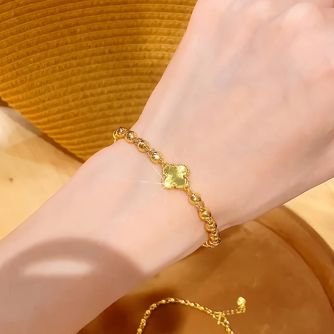 铜合金手链     高定叶草珠子手链053