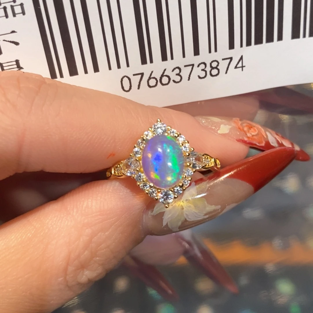 欧泊欧泊戒指银S925镶嵌汝*