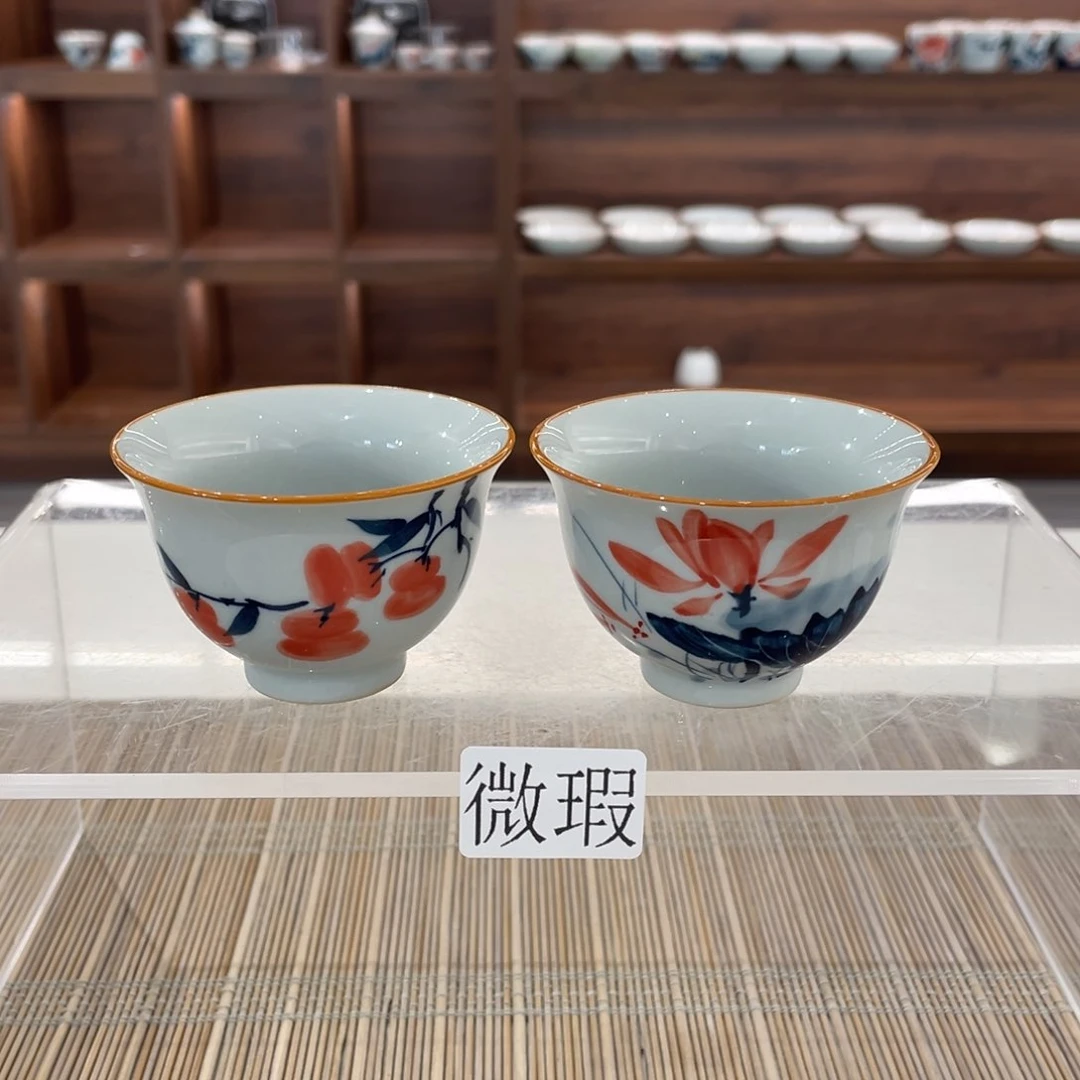 釉下手绘茶具微瑕