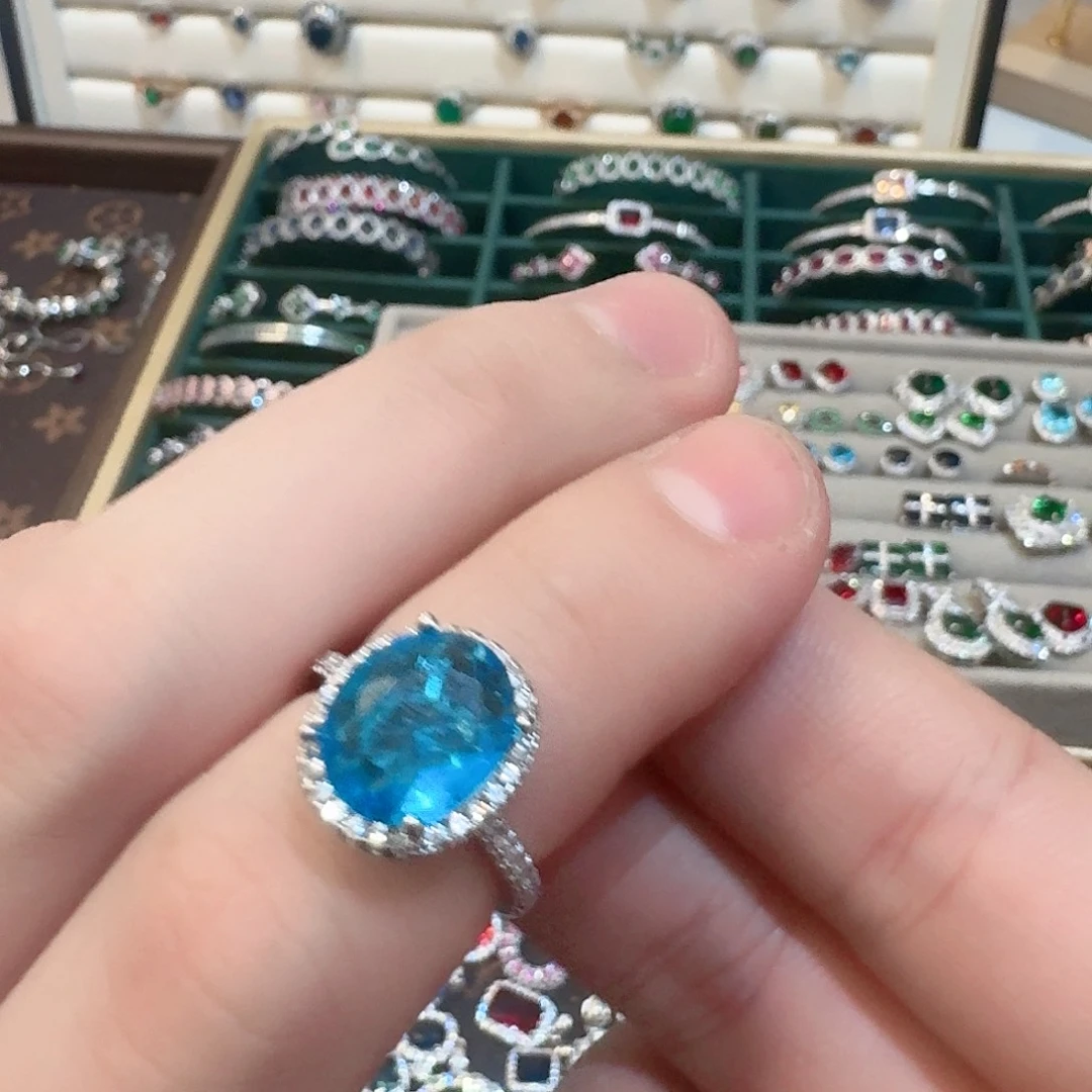 托帕石银S925镶嵌戒指