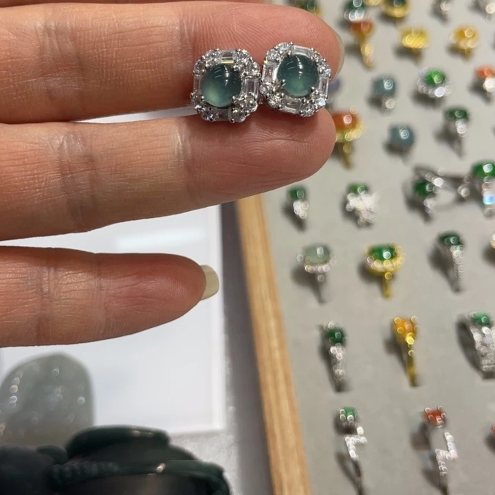 翡翠未镶嵌耳饰翡翠耳钉