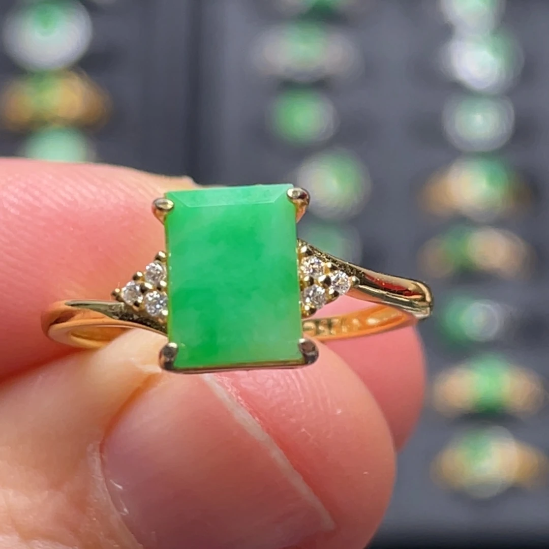 翡翠银S925镶嵌戒指纯天然缅甸翡翠A货