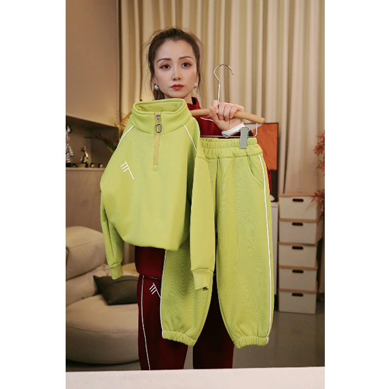 【加绒加厚】儿童秋冬季开衫拉链外套男女童洋气运动帅气两件套