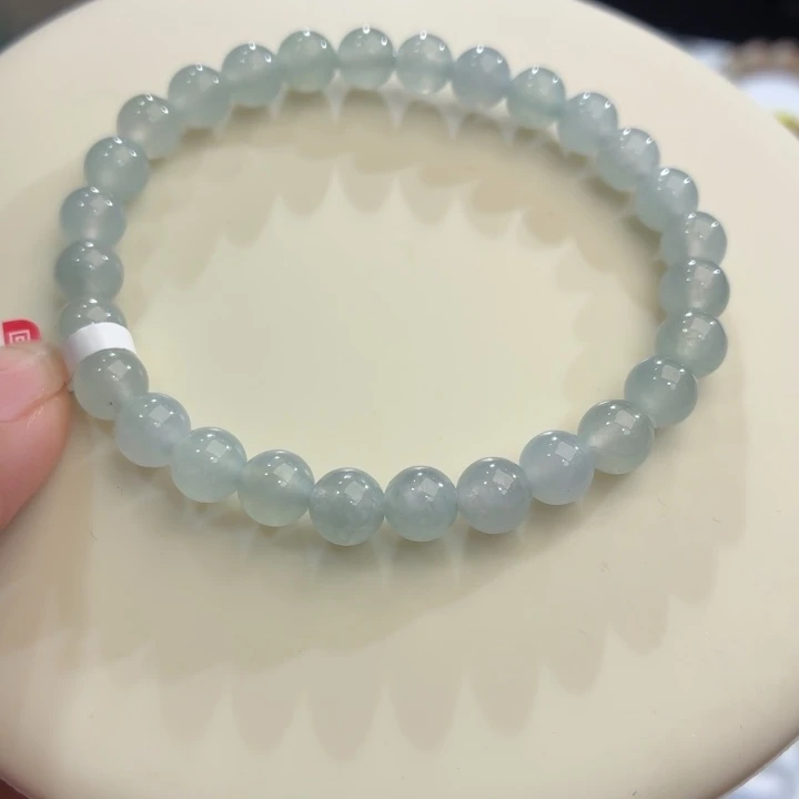 翡翠未镶嵌手链冰胶蓝紫卡6.8