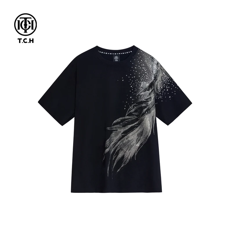 TCH2024秋季新款重工烫钻短袖T恤百搭男女同款T72C106047