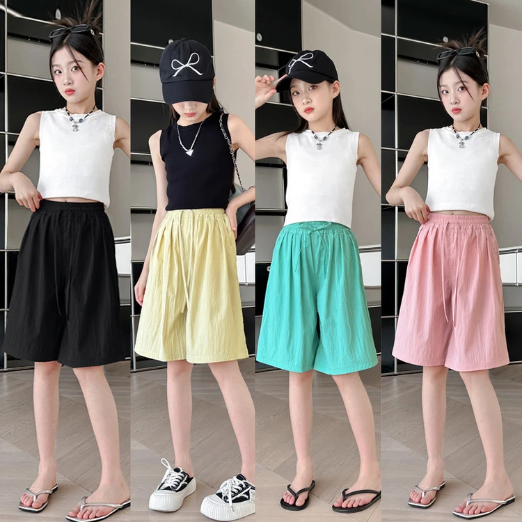 夏季短裤薄款宽松休闲裤中大童分外穿女孩阔腿高腰洋气夏