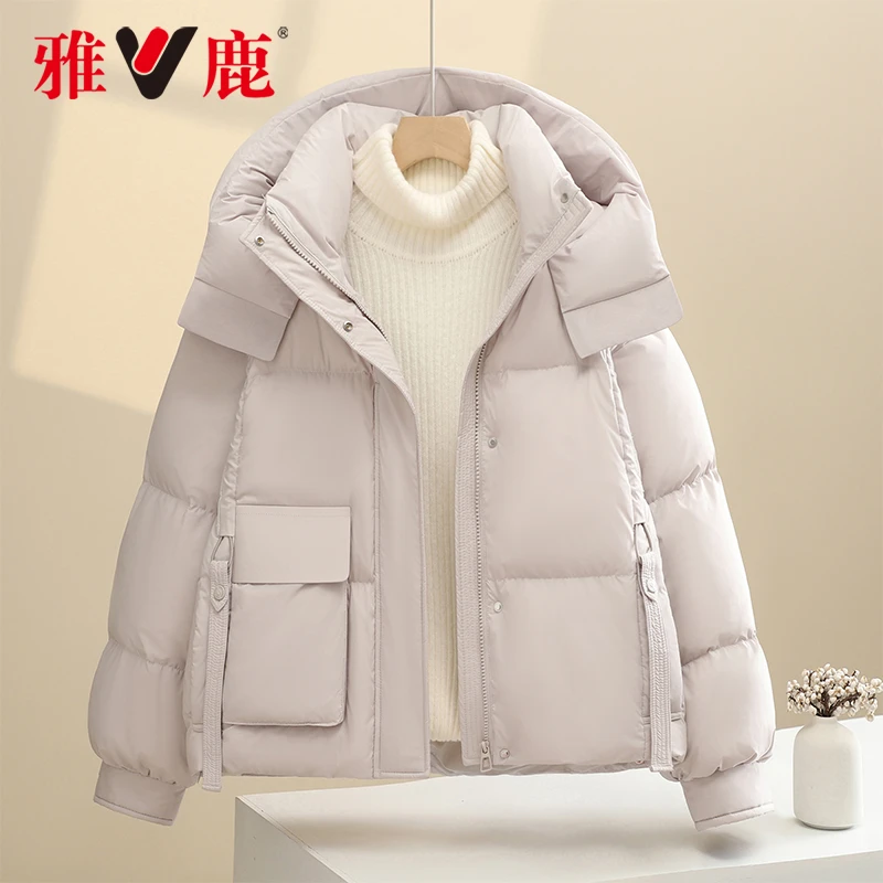 雅鹿新款冬季加厚时尚女款保暖中长羽绒服连帽YTC01Z06900