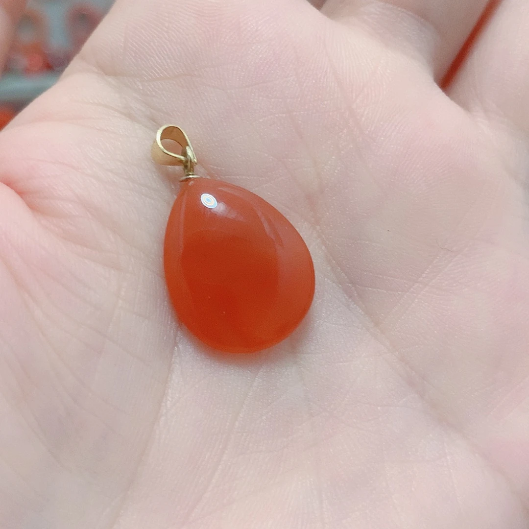 南红玛瑙银S925镶嵌吊坠(不含链)