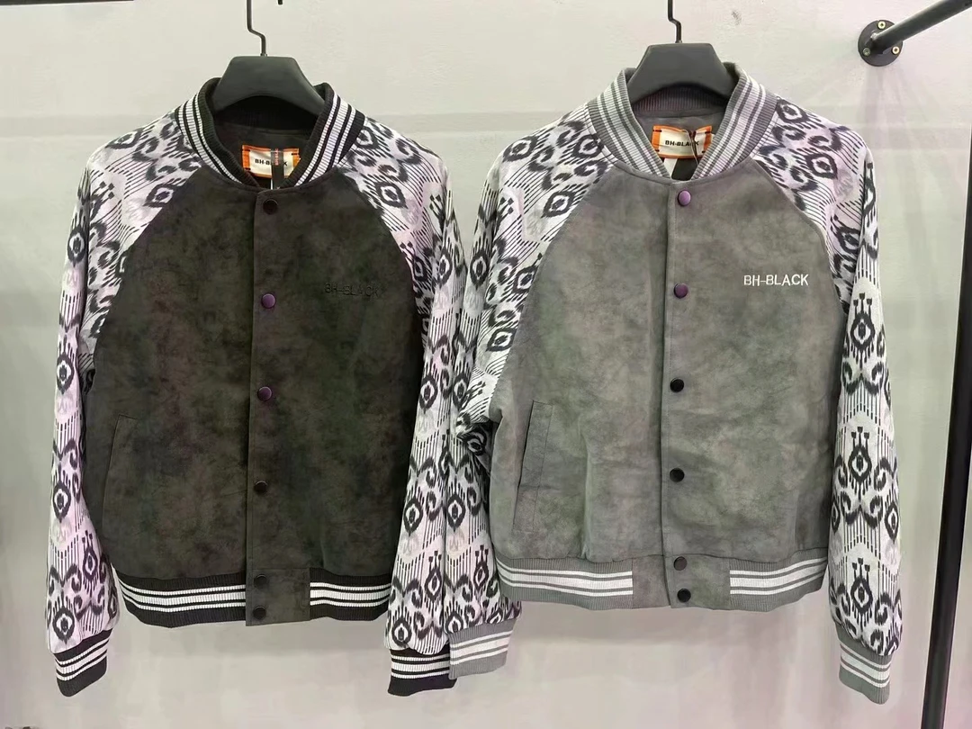 BH-BLACK新疆民族风艾德莱斯Atlas拼皮夹克外套男女同款