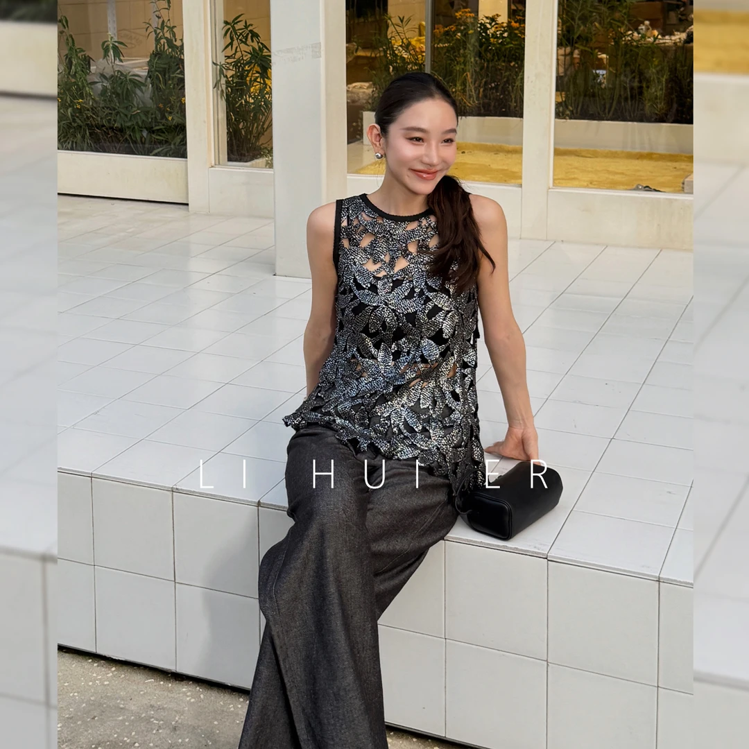 LiHuiEr李慧儿【寄蜉蝣】 夏季时尚荡领无袖百搭气质上衣LL025270