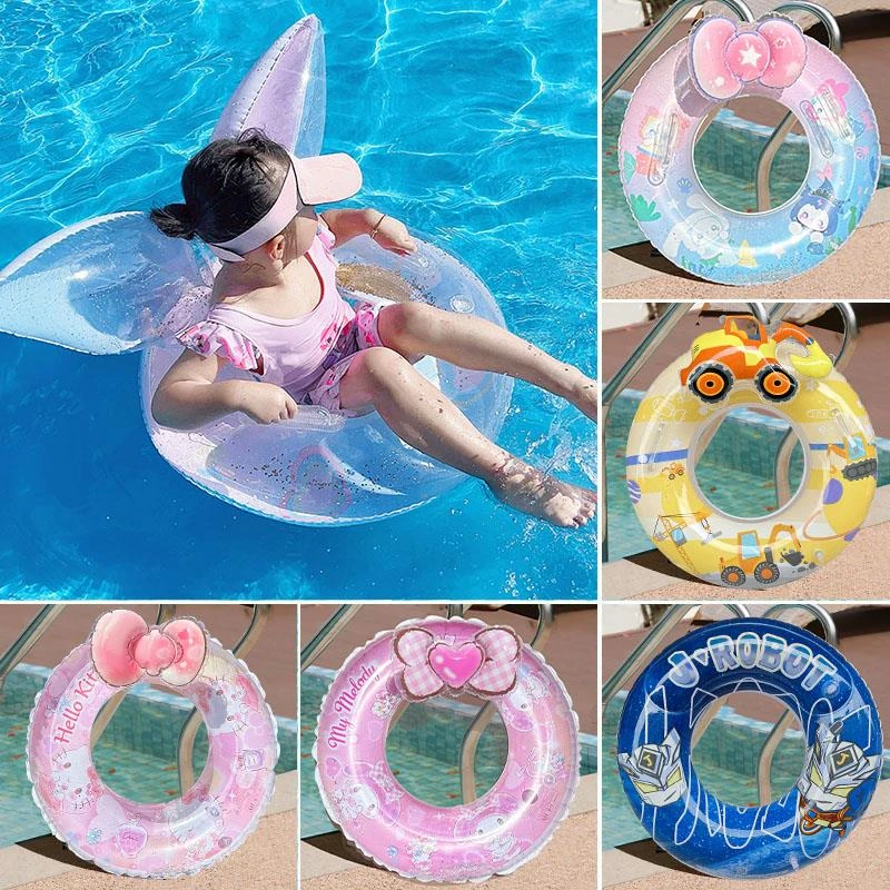 ins游泳圈亲子爱心翅膀腋下圈儿童座圈网红女孩透明亮片救生圈