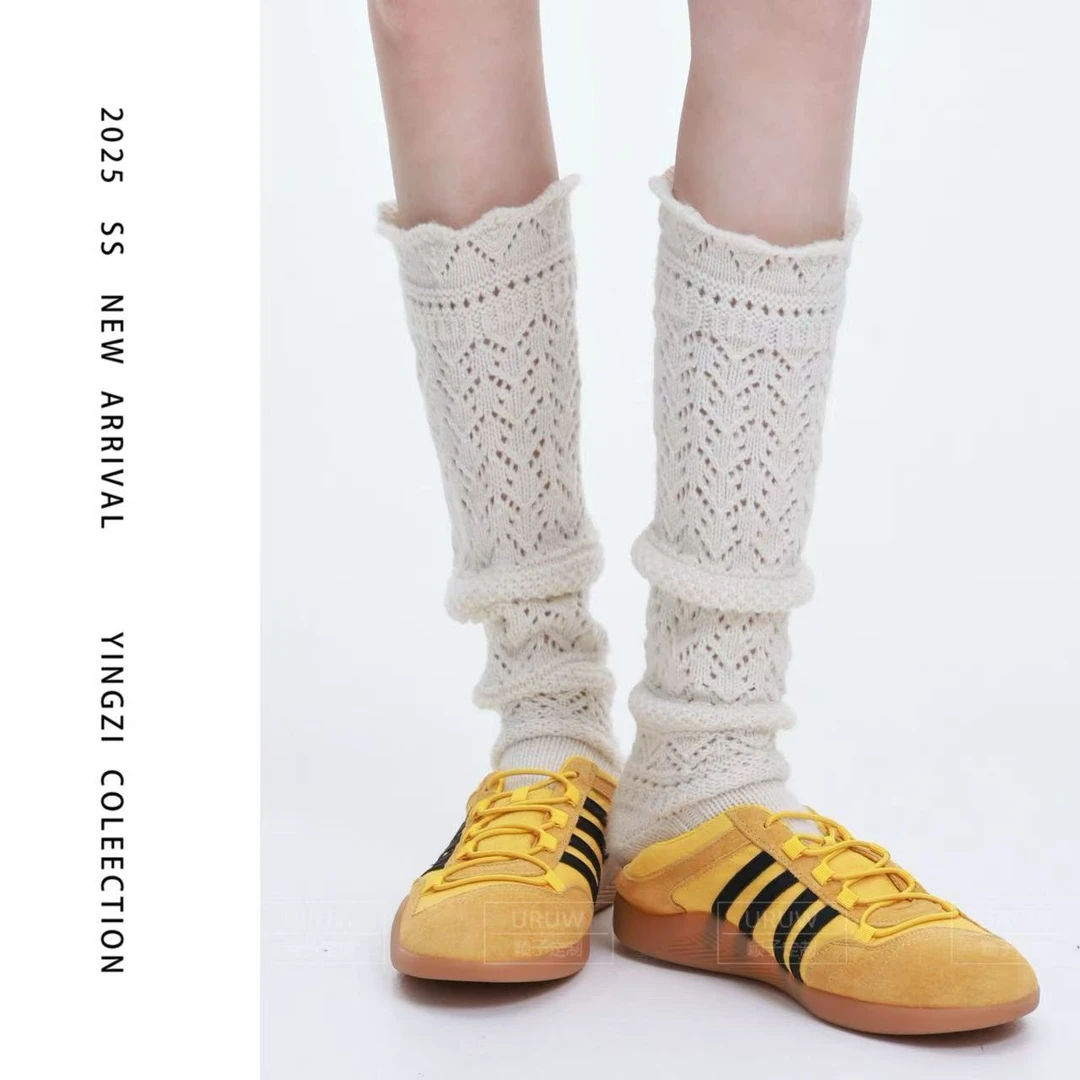 复古镂空花纹针织羊毛中筒袜时尚百搭纯色小腿袜5102