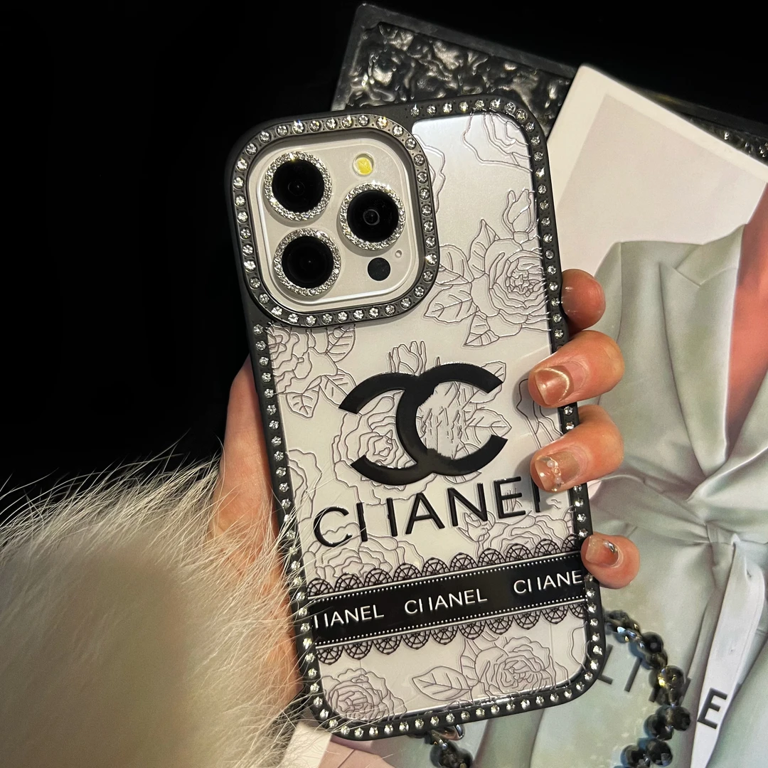 蕾丝小香闪钻边框适用于苹果16ProMax/iPhone15/14/13/12